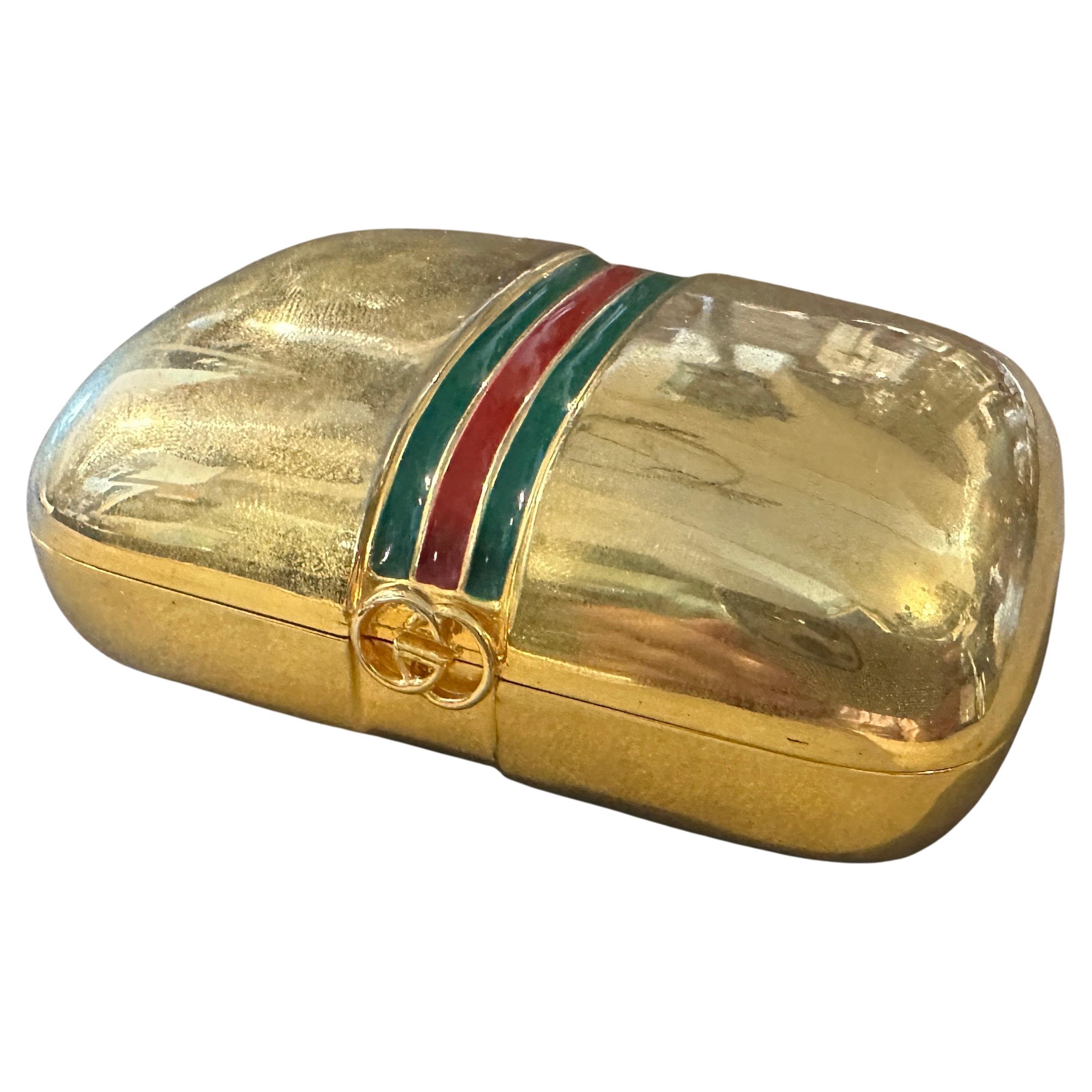 A 1980s Modern Gilt Brass and Lacquer Luxury Box by Gucci