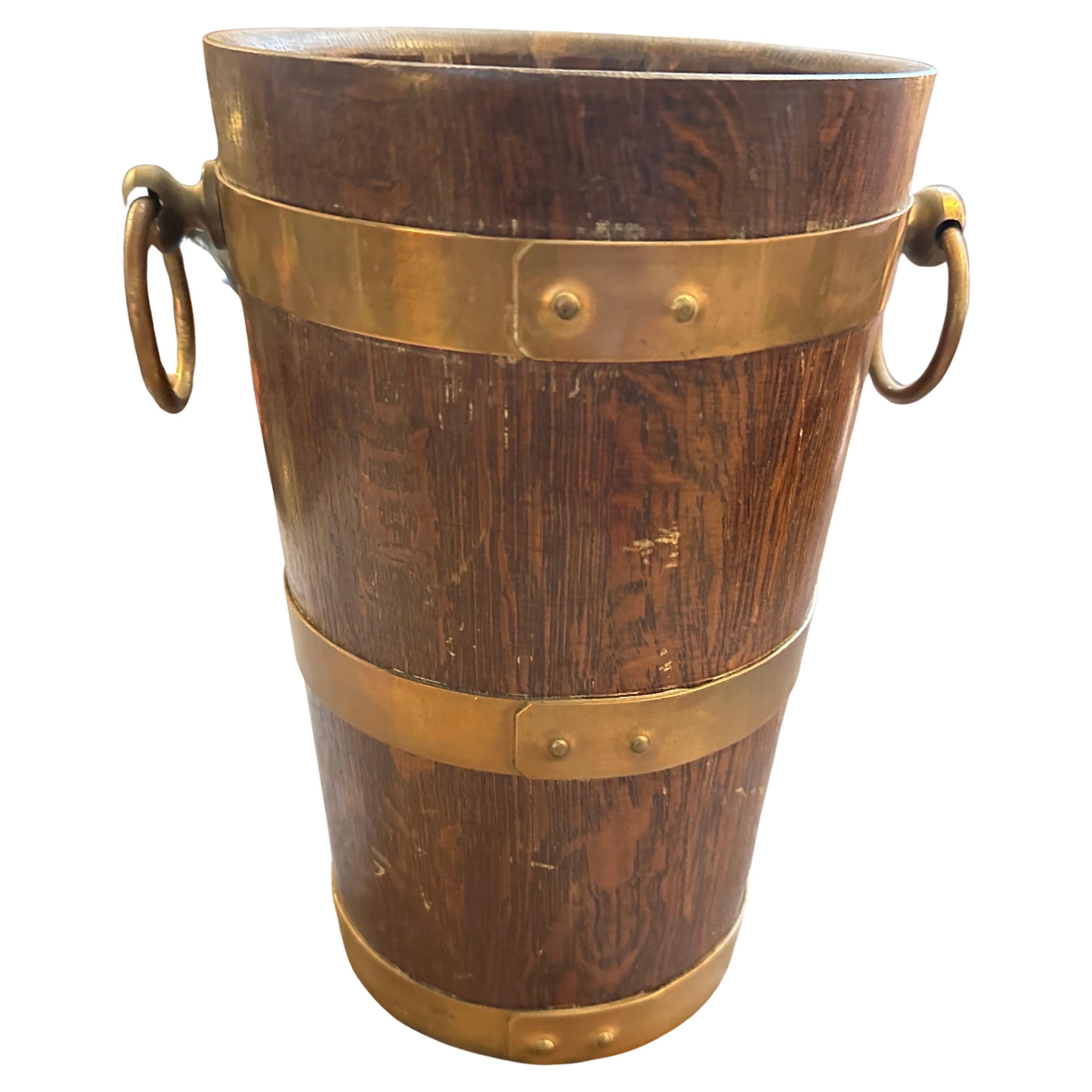 Französischer Weinkühler aus Eichenholz und Kupfer von Geraud Lafitte, Art Deco 1940
