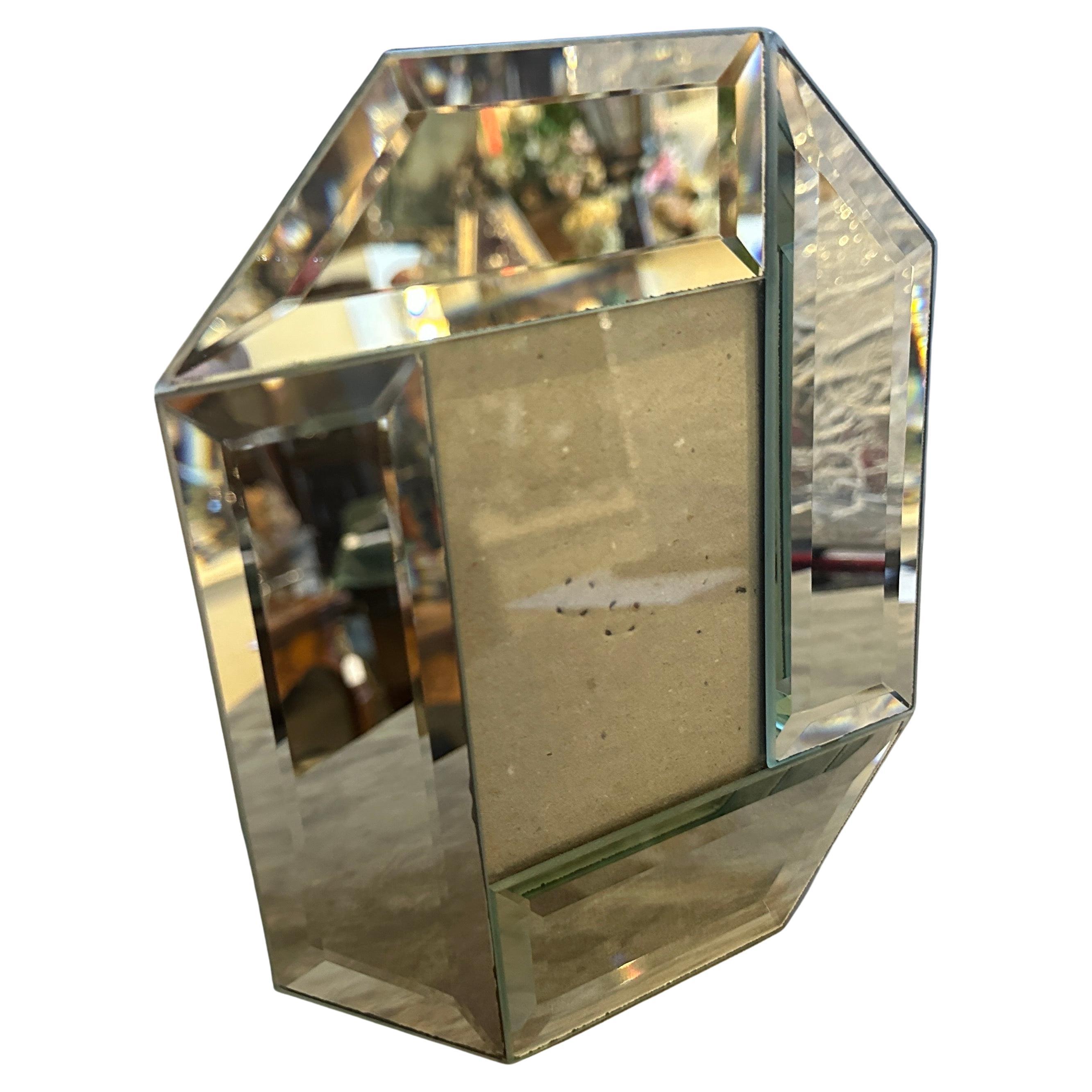 1970er Jahre Mitte des Jahrhunderts Moderner Spiegel und Glas Italienischer Achteckiger Bilderrahmen