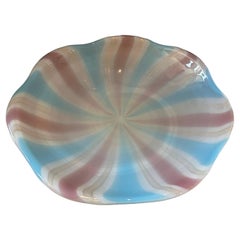 Ciotola rotonda in vetro di Murano a righe, stile Venini degli anni ’70, Mid-Century Modern