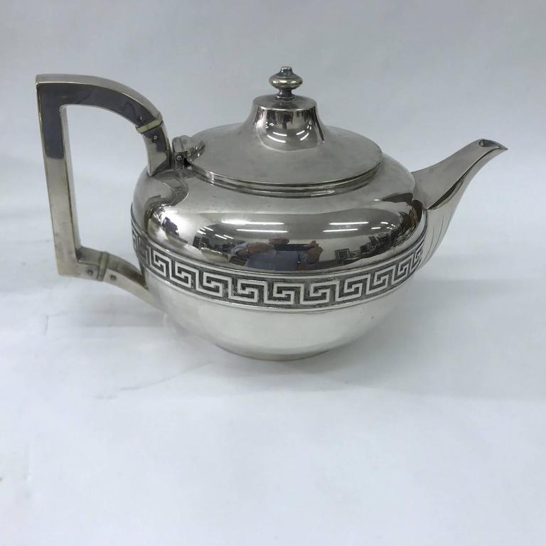 Gorham New York Silver Plate Art Deco American Tea Set circa 1940 For