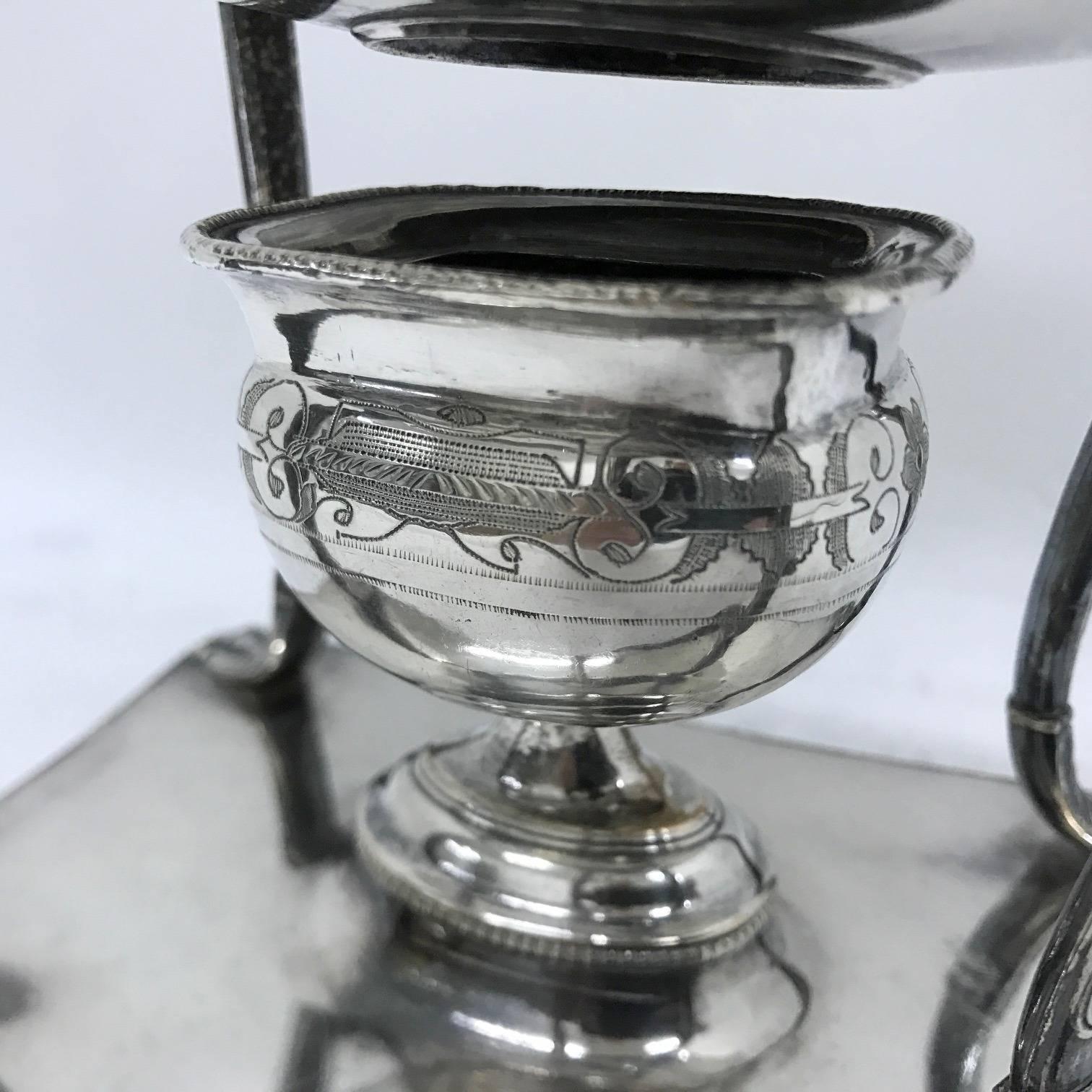 Engraved Georgian Regency Style Old Sheffield Plate English Samovar, Circa 1830