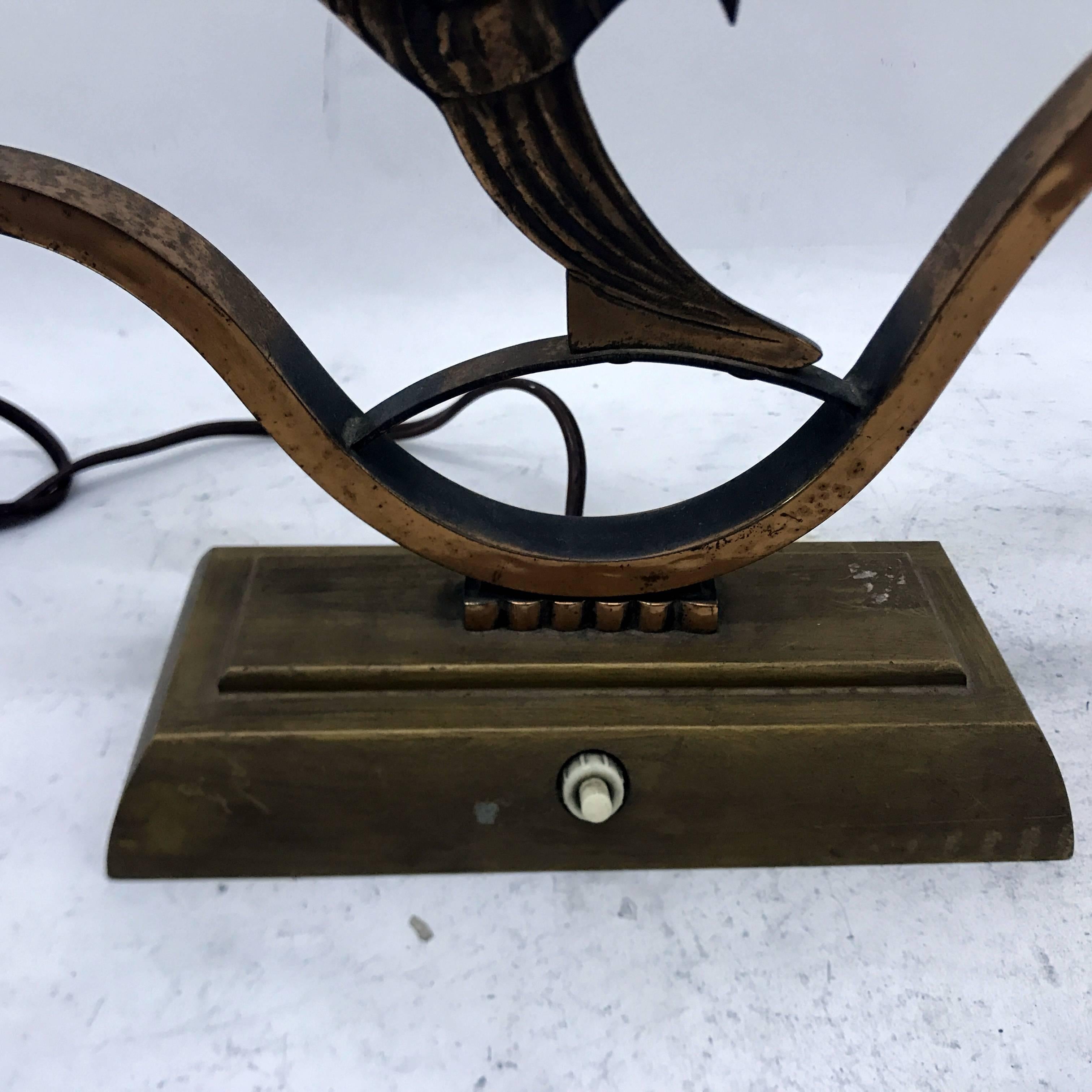 Forged French, Art Deco Copper Table Lamp