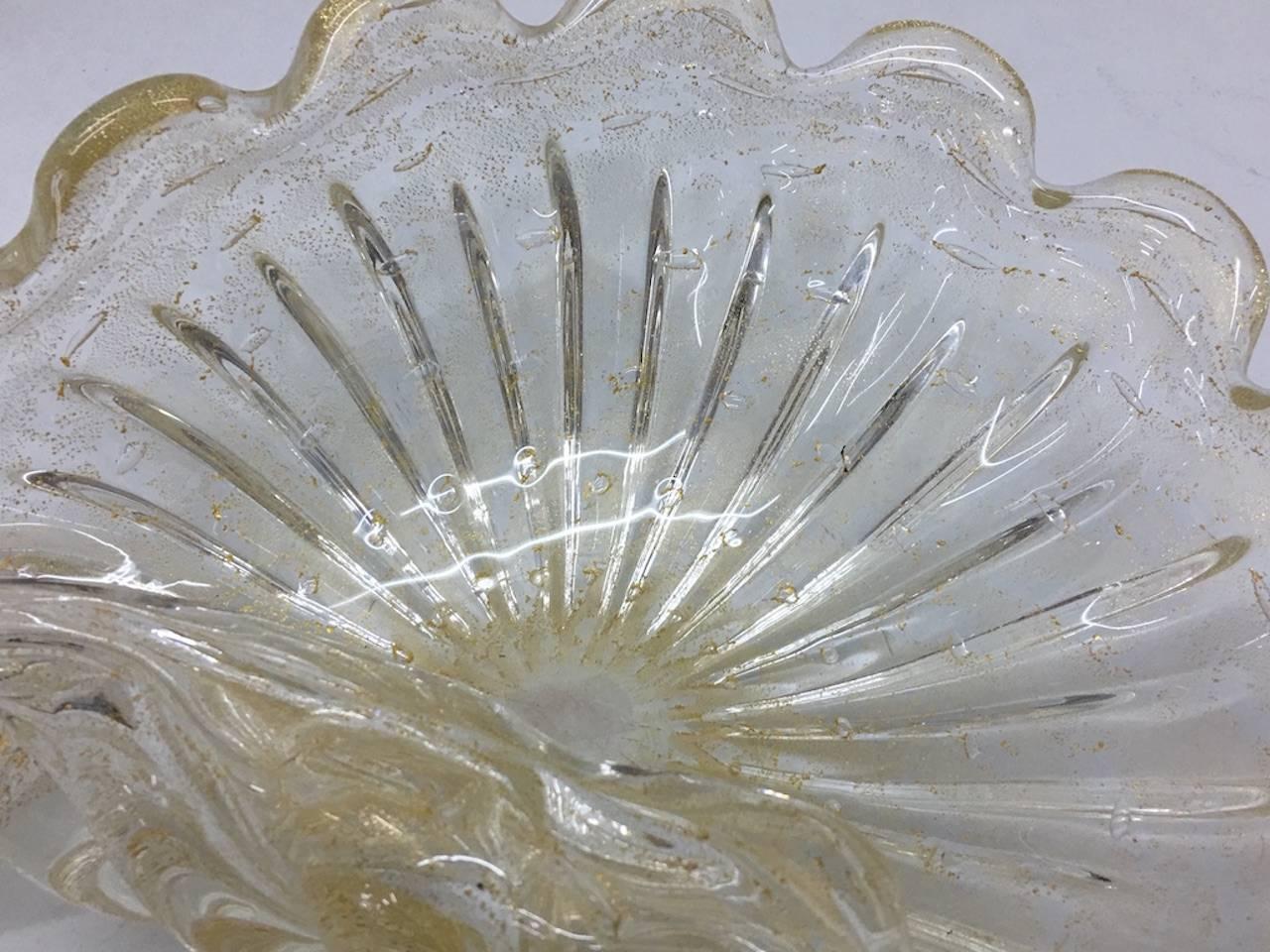 Barovier style Mid-Century Modern Murano Glass Italian Shell, 1980 In Excellent Condition In Aci Castello, IT