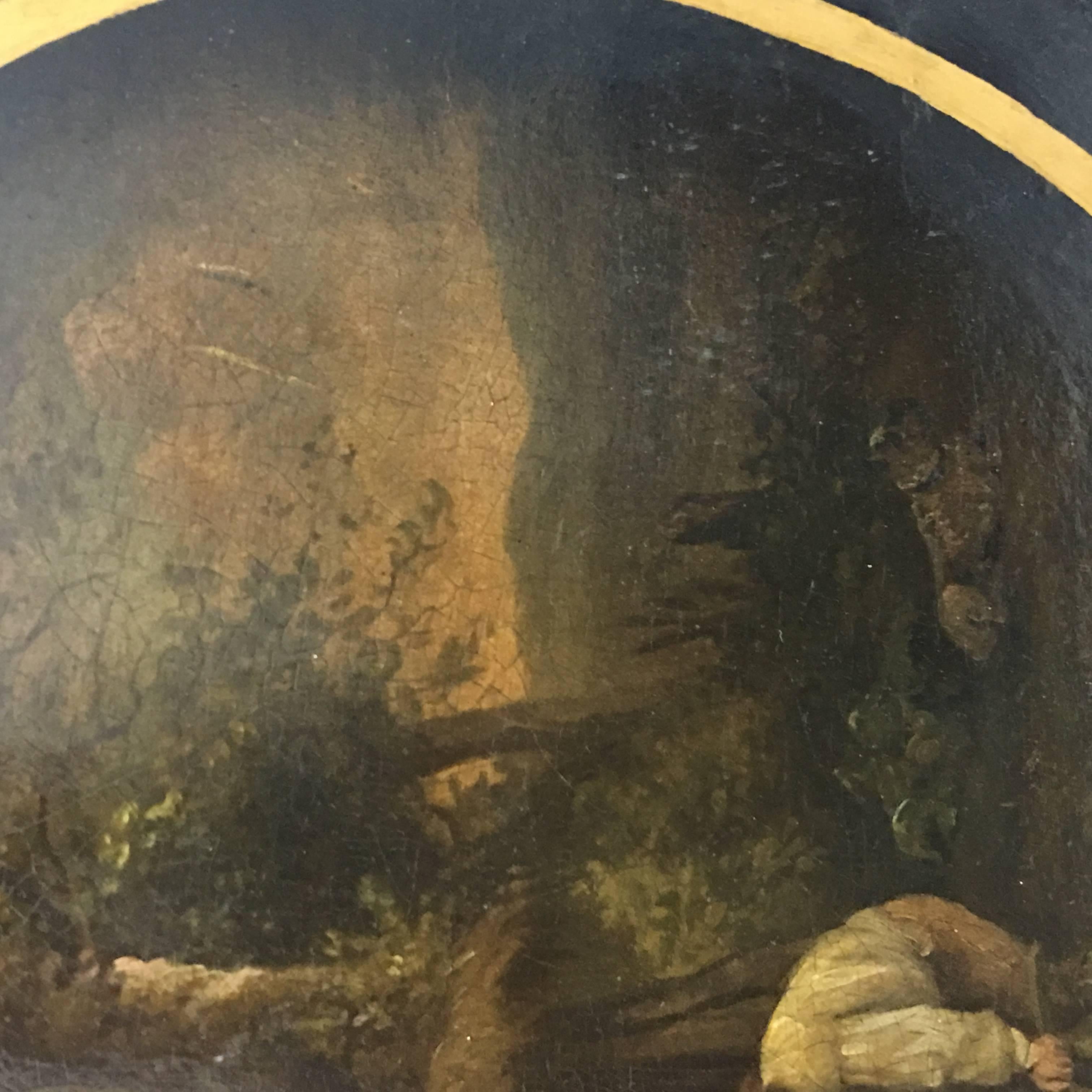 Amazing papier machè tray with a painting in the middle, made in England, circa 1870, in perfect conditions.