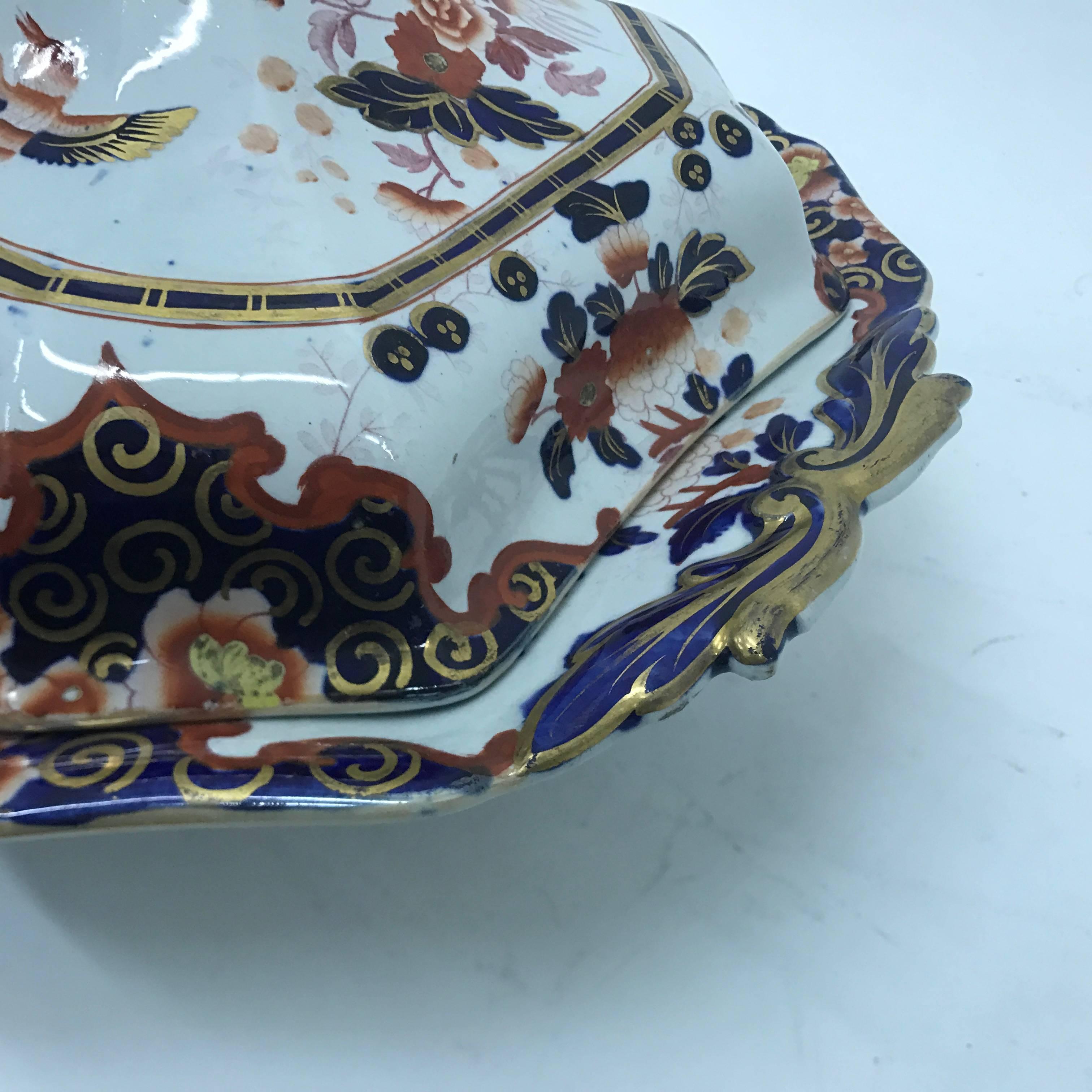 British English Victorian Imari Ceramic Soup Tureen, 1877-1886