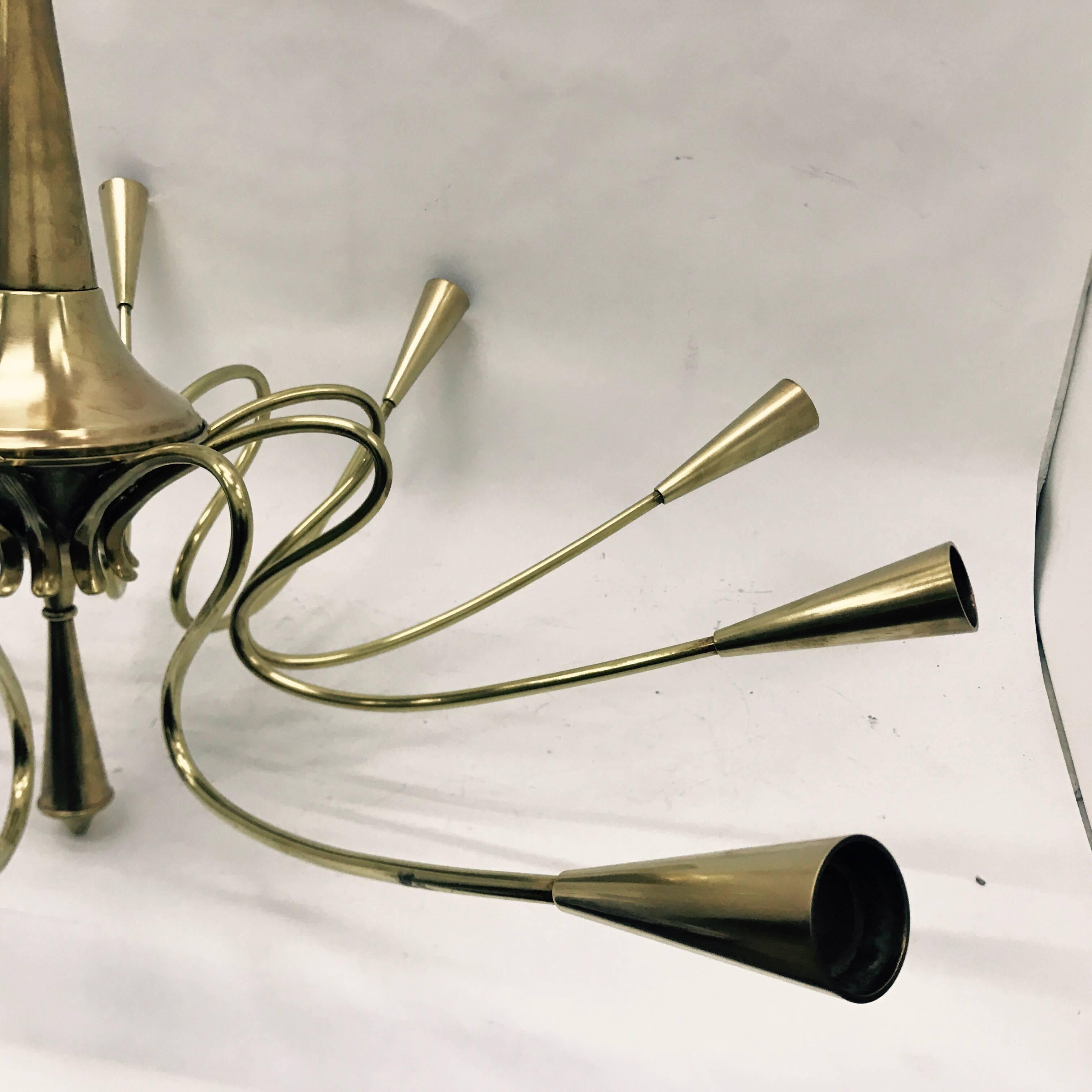 Brass Chandelier by Oscar Torlasco Made in Italy in the 1950s 1