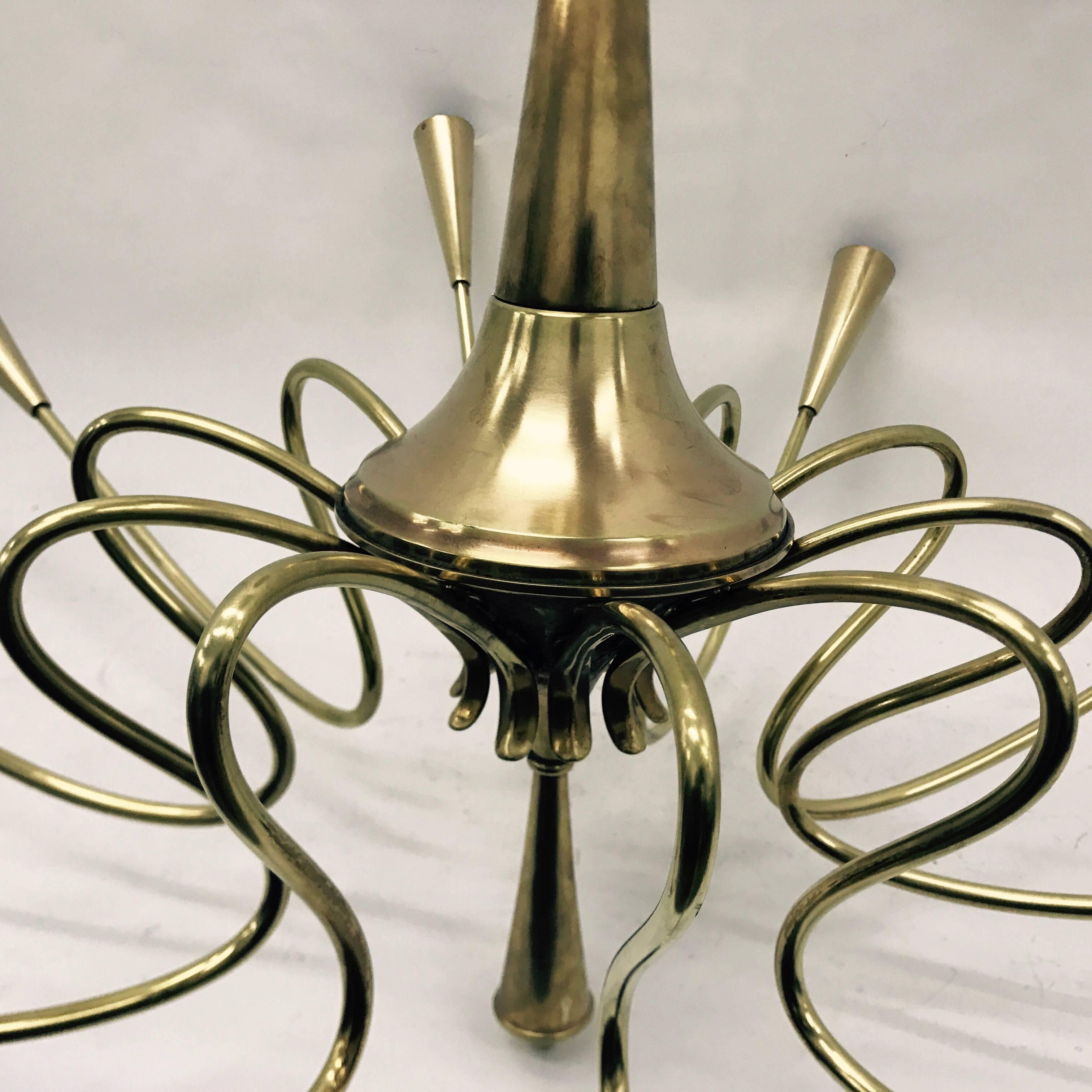 Brass Chandelier by Oscar Torlasco Made in Italy in the 1950s 3