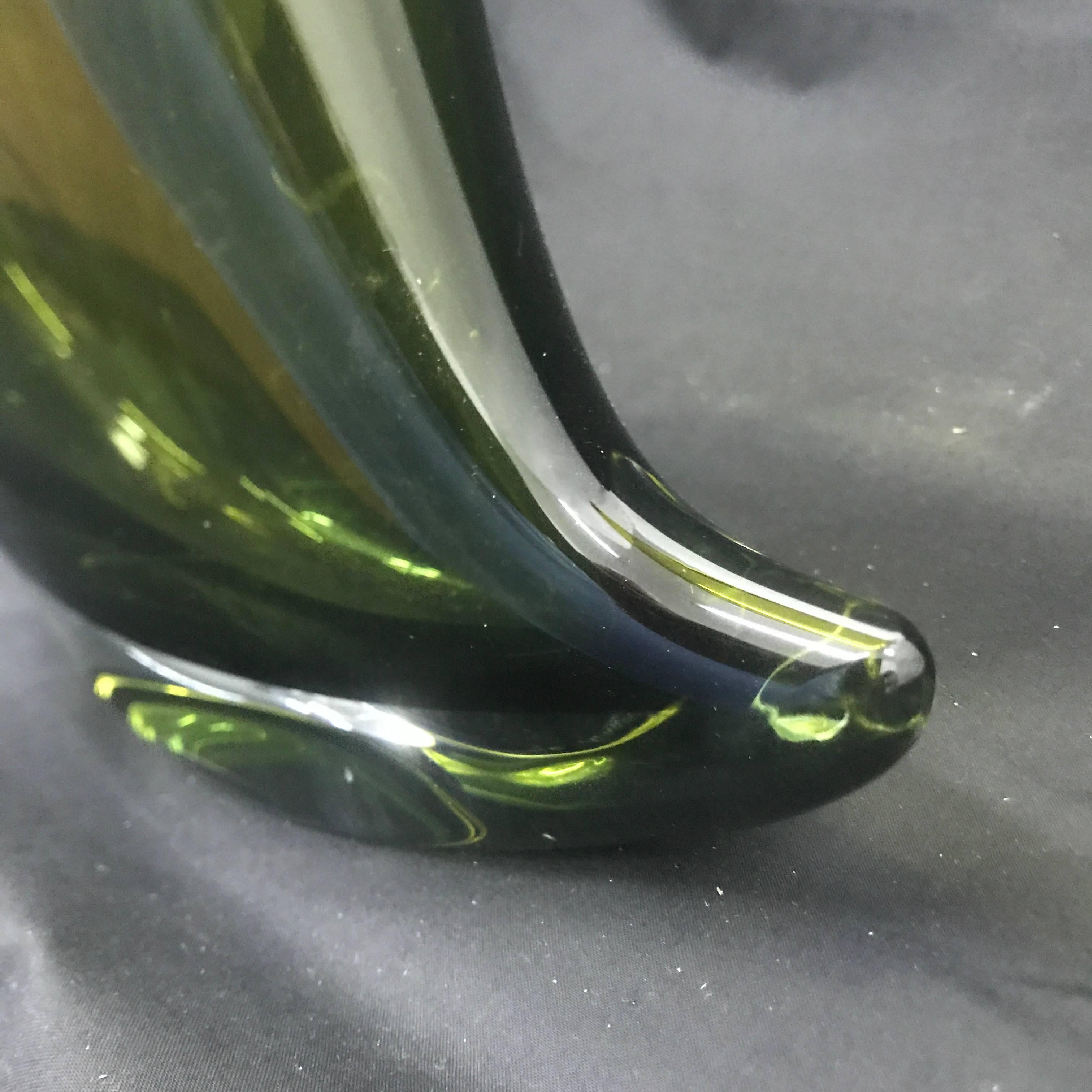 Unique Green Murano Glass Vase Made by Formia, circa 1990 2