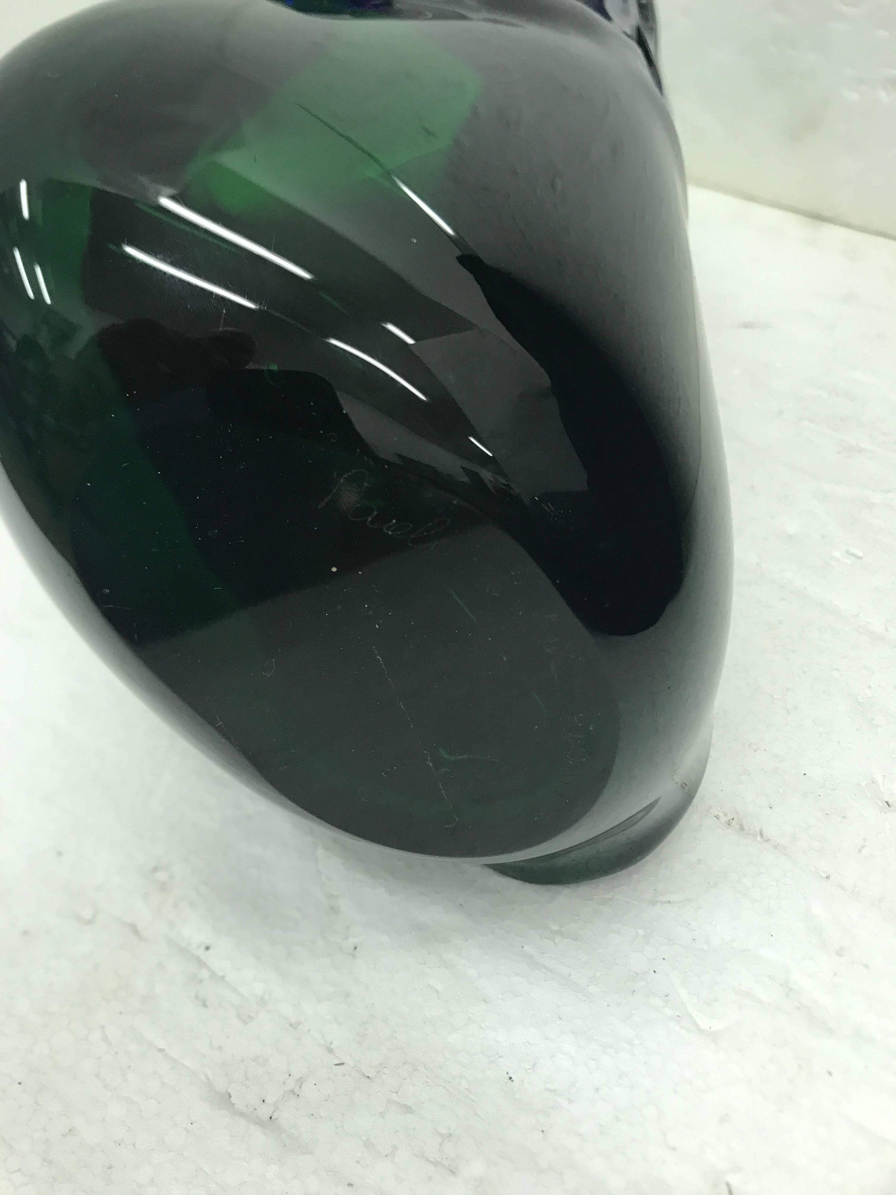 Modern Unique Blue and Green Murano Glass Vase by Paolo Crepax, circa 1990