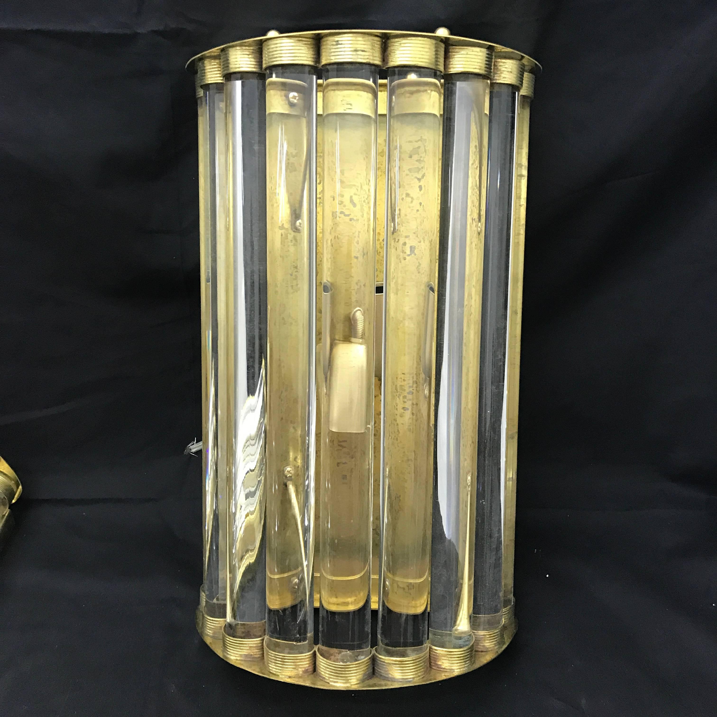 Amazing Brass and Murano Glass Wall Sconces, Italy, circa 1980 In Good Condition In Aci Castello, IT