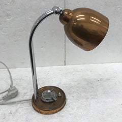 Industrial Copper and Steel Table Lamp, France, circa 1930