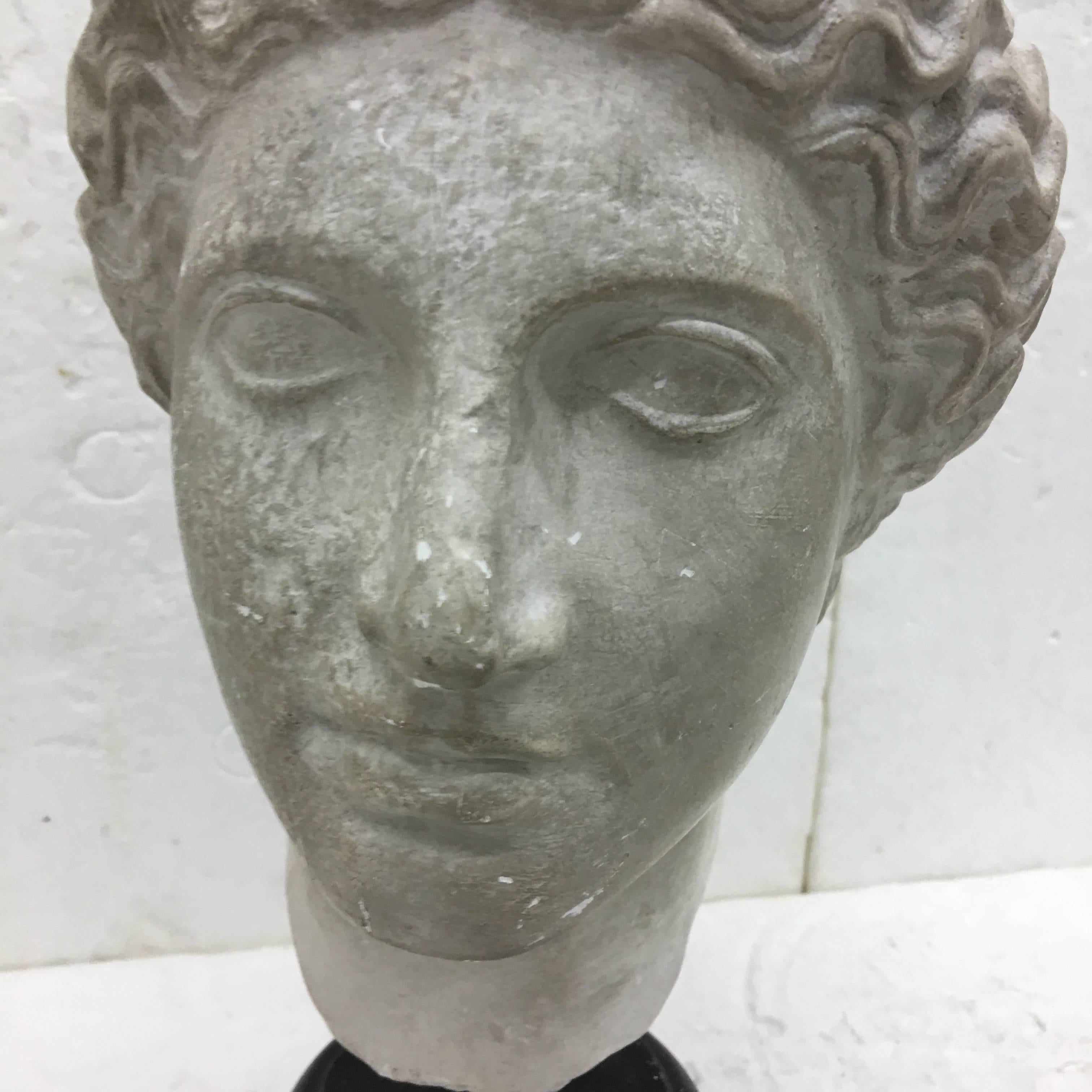 Neoclassical Revival Neoclassical Plaster Roman Head, Italy, circa 1930