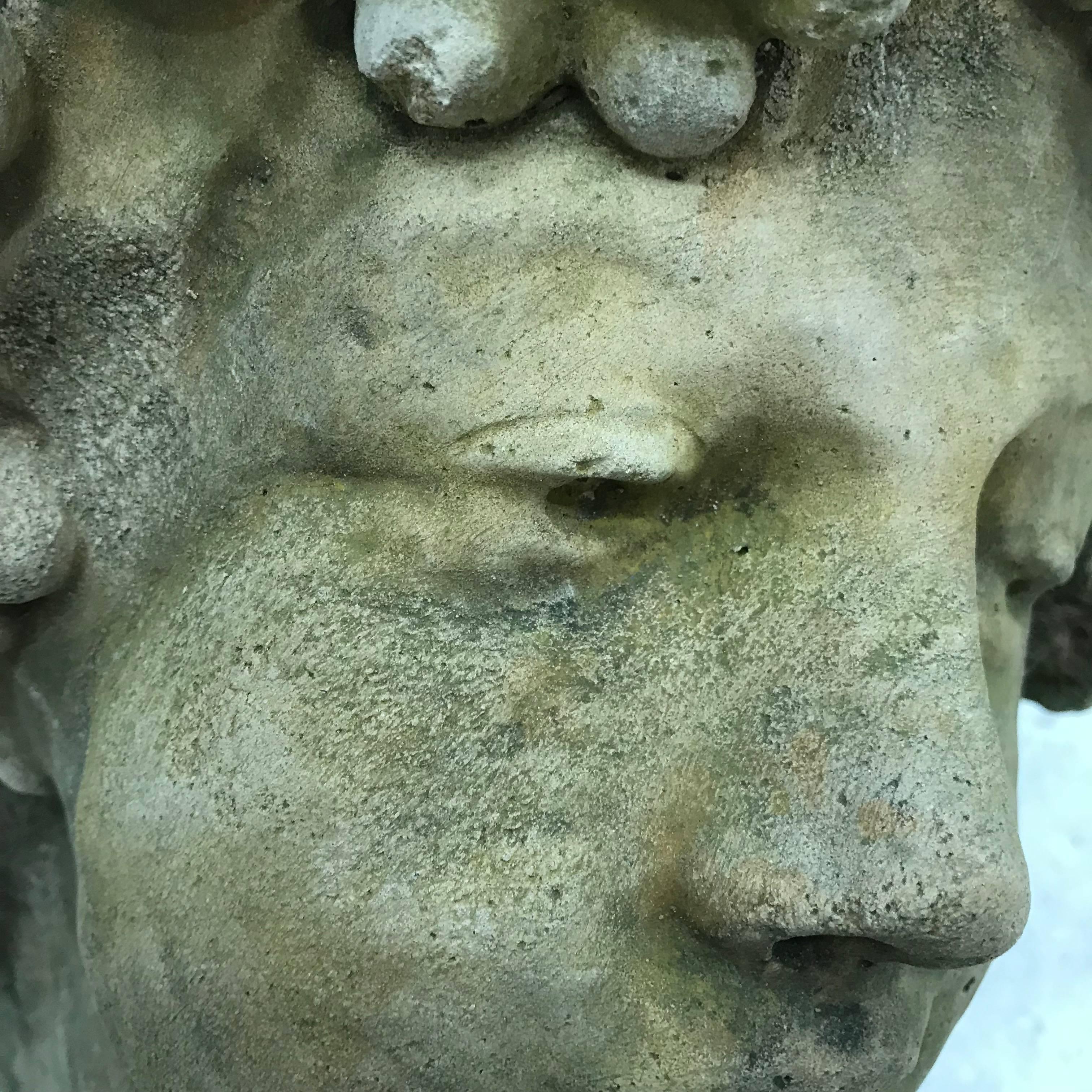 Baroque Bacco Stone Head, Made in Italy in Early 20th Century