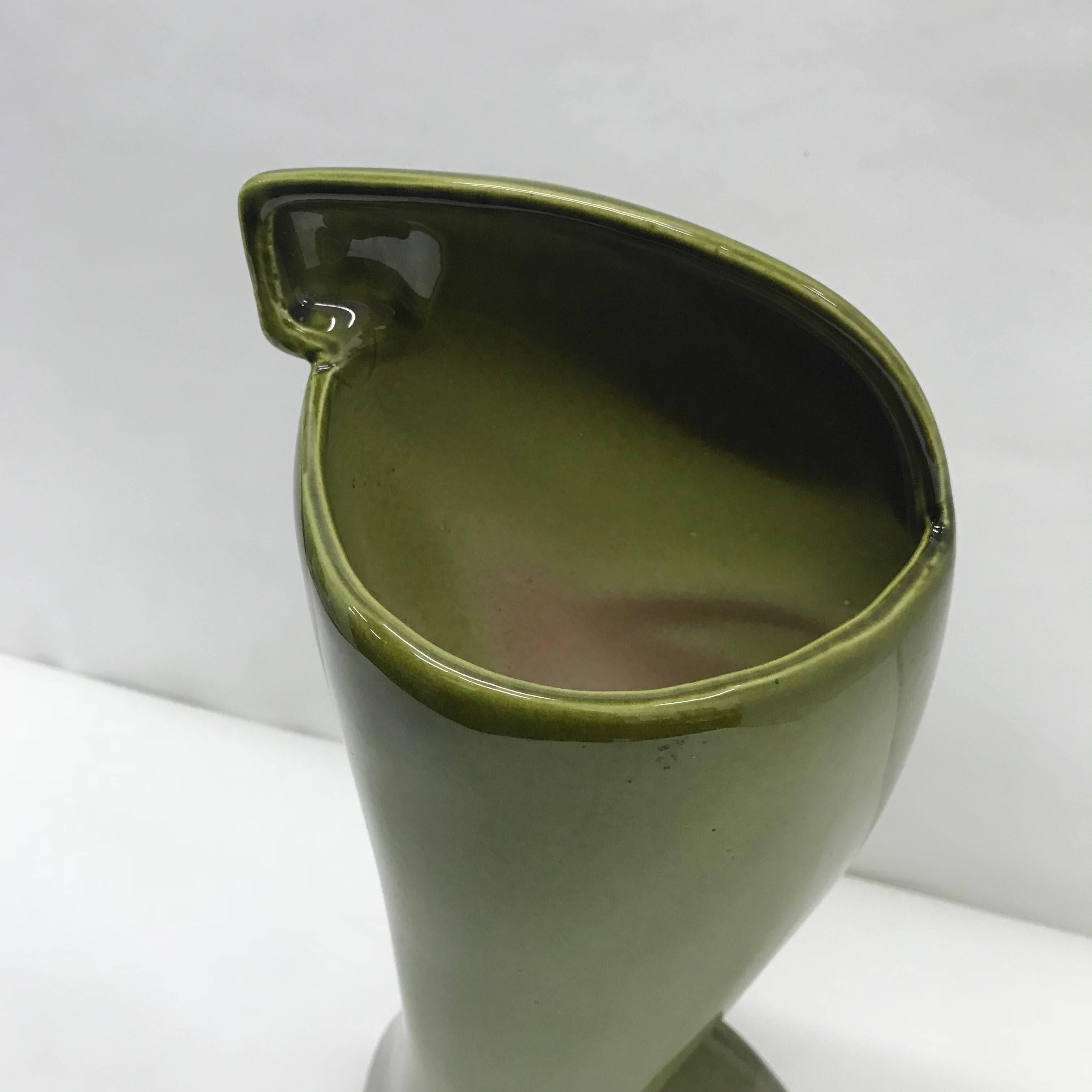 Luxembourgish Art Deco Green Ceramic Vase, circa 1940