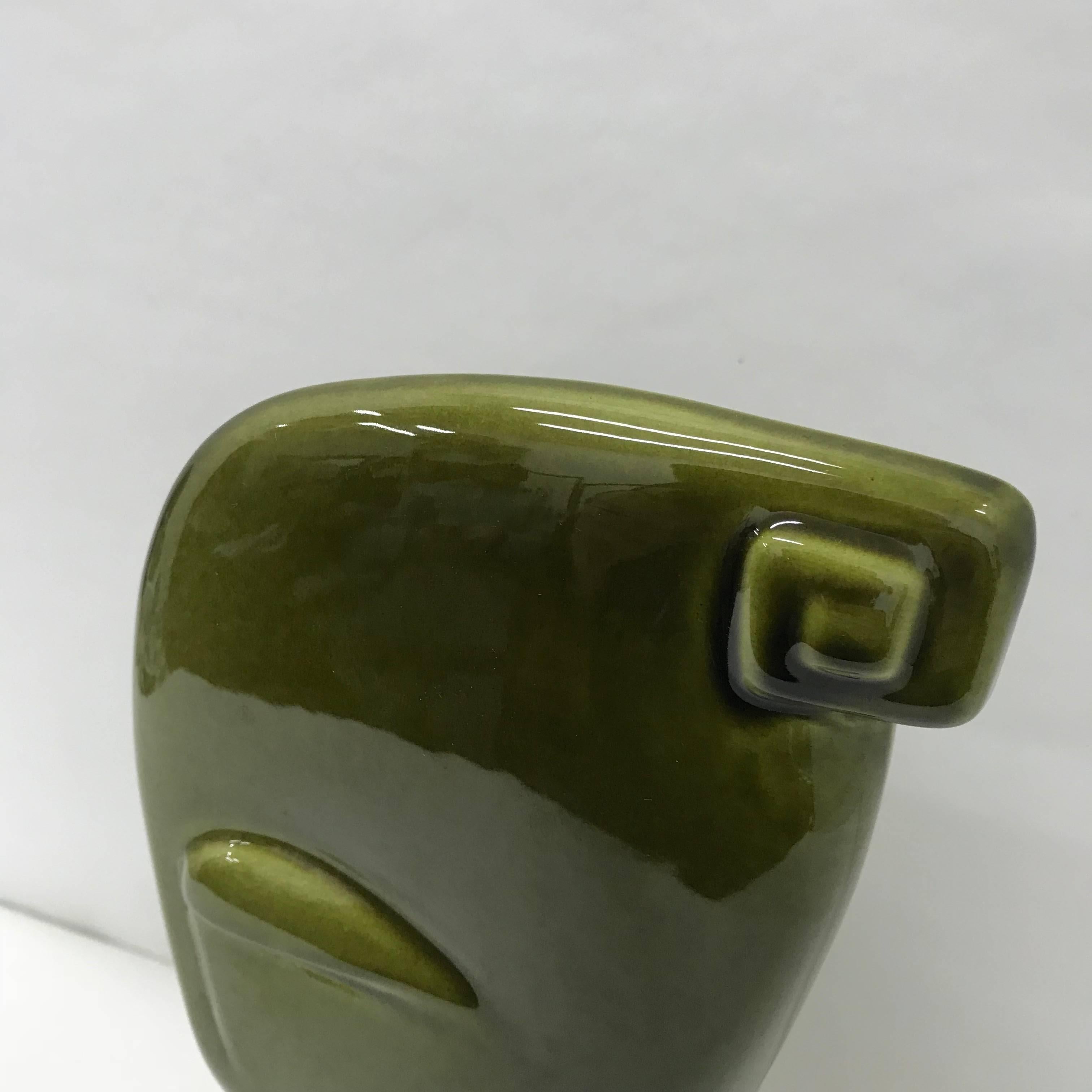 Art Deco Green Ceramic Vase, circa 1940 1