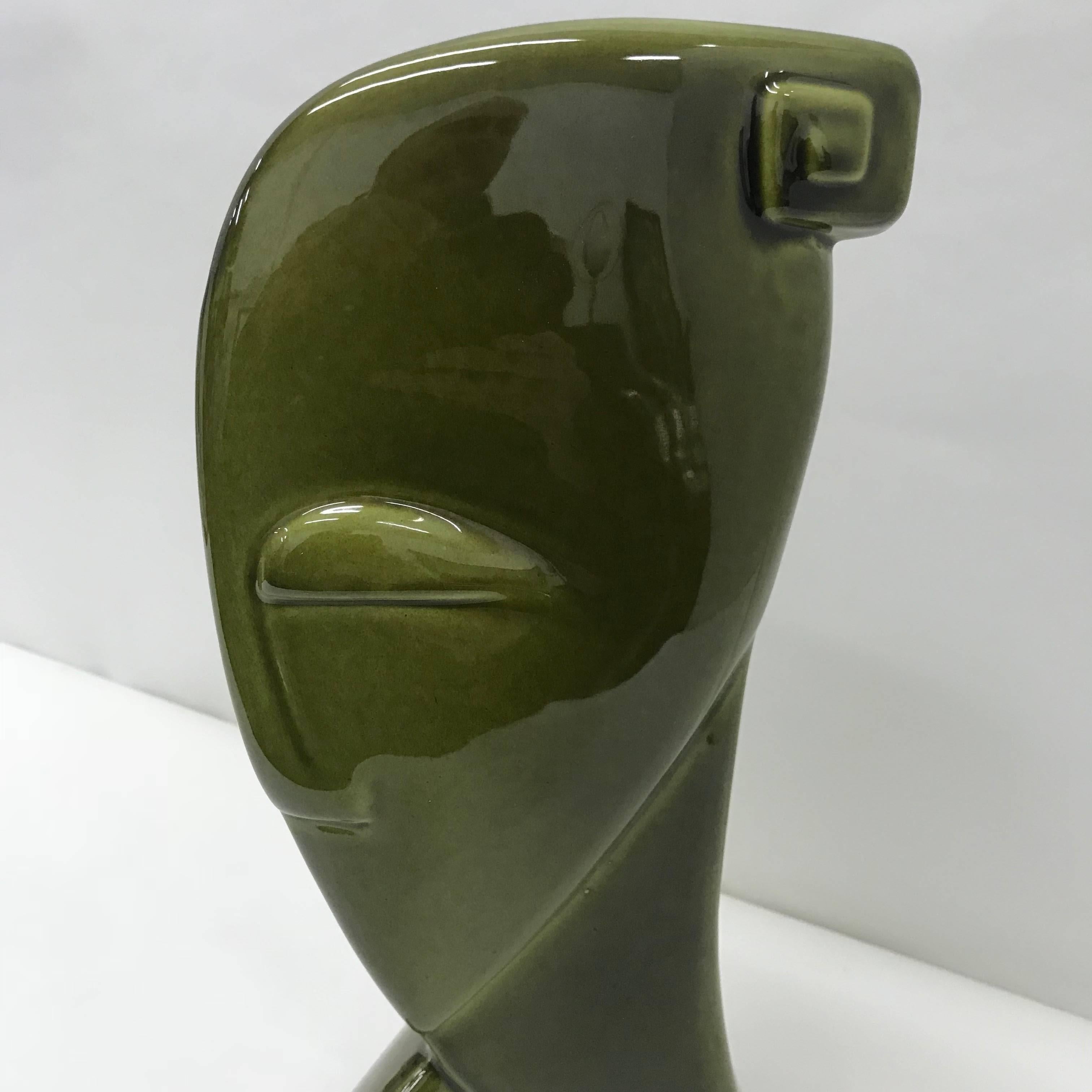 Art Deco Green Ceramic Vase, circa 1940 3