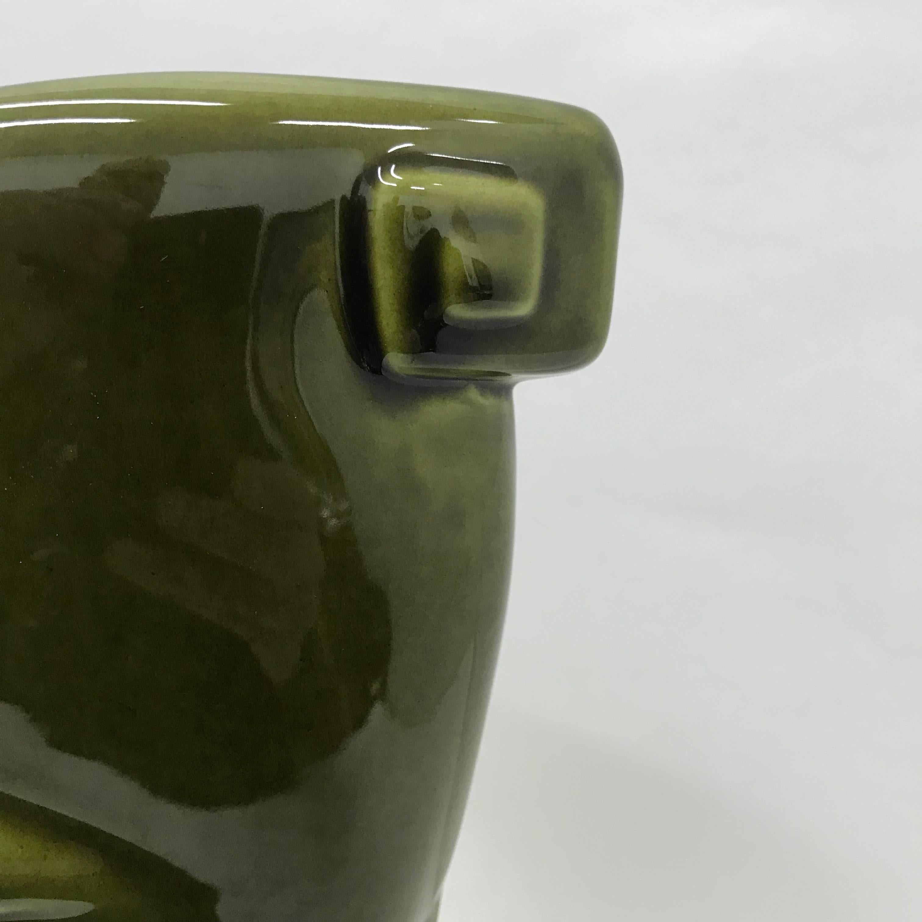 Art Deco Green Ceramic Vase, circa 1940 4