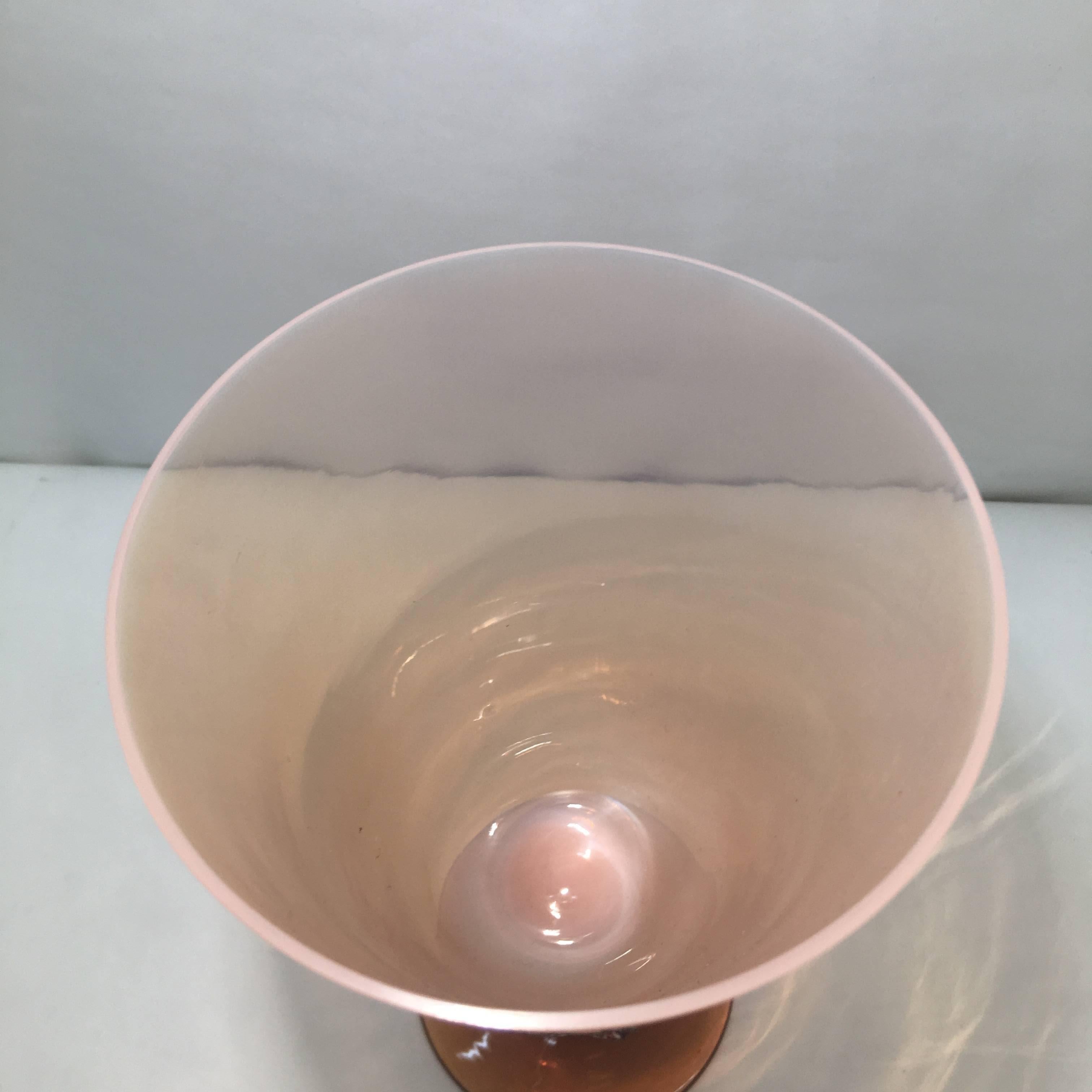 Mid-20th Century 1930s Art Deco Pink Murano Glass Goblet by Vincenzo Nason & Cie For Sale