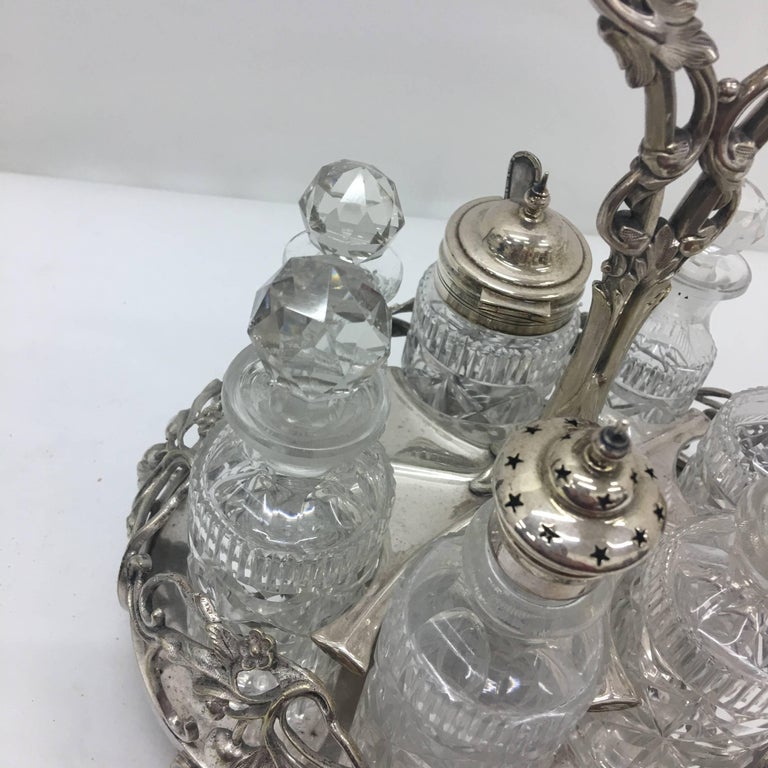 T. Elkington Victorian silver plated British Table Cruet Set 1870 For