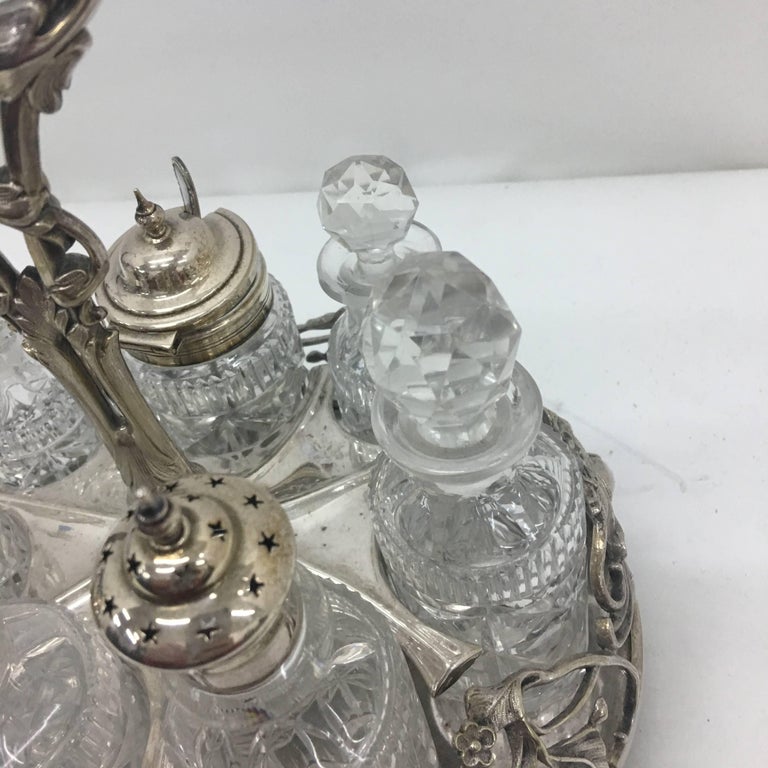T. Elkington Victorian silver plated British Table Cruet Set 1870 For