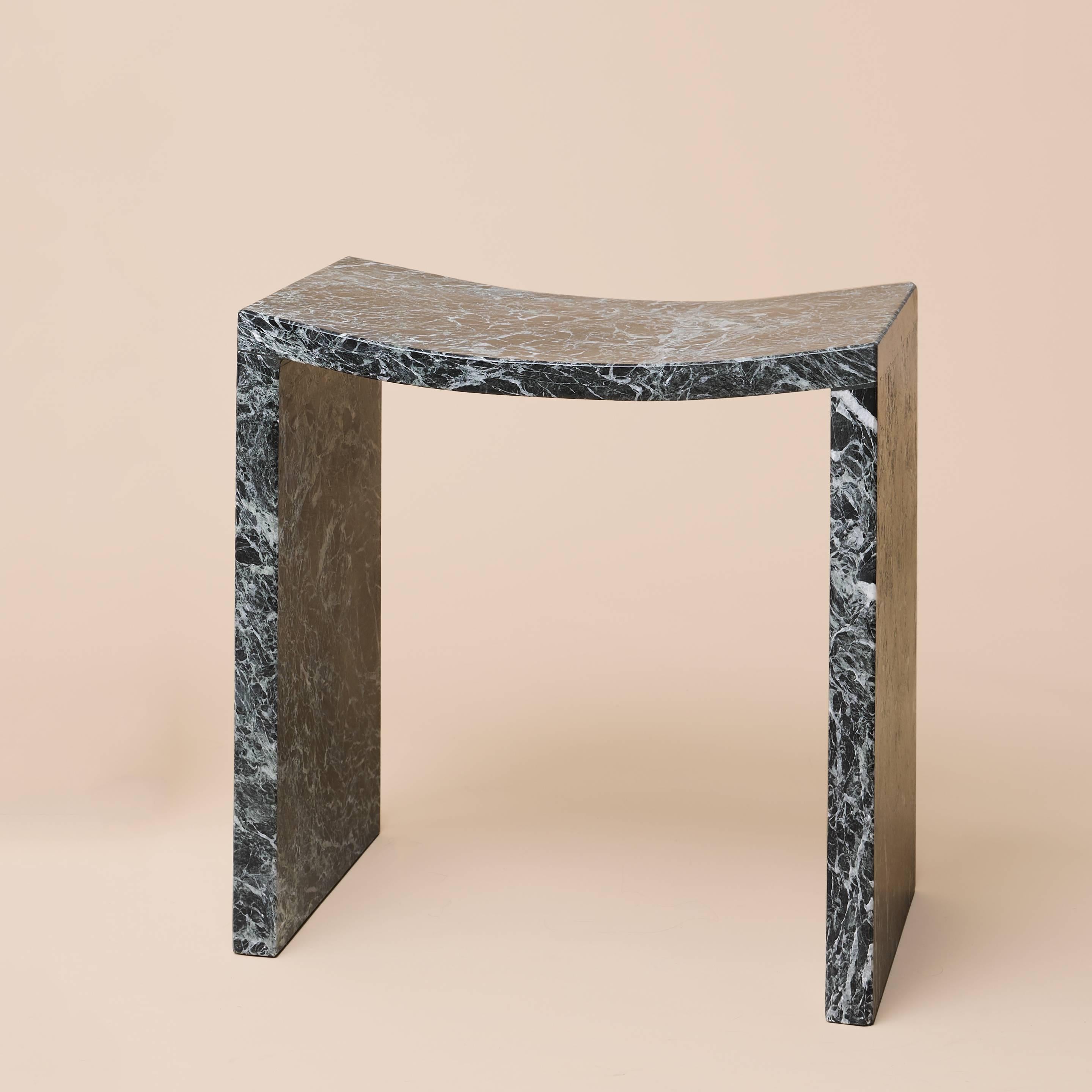 Minimalist Bent Stool by Objects of Common Interest, Solid Marble For Sale