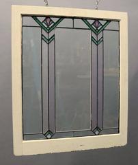 Antique Arts & Crafts Frank Lloyd Wright Style Leaded Stained Glass Window c1910