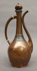 Antique Gorham Copper Coffee Pot with Silver Banding, Aesthetic Movement, c1870
