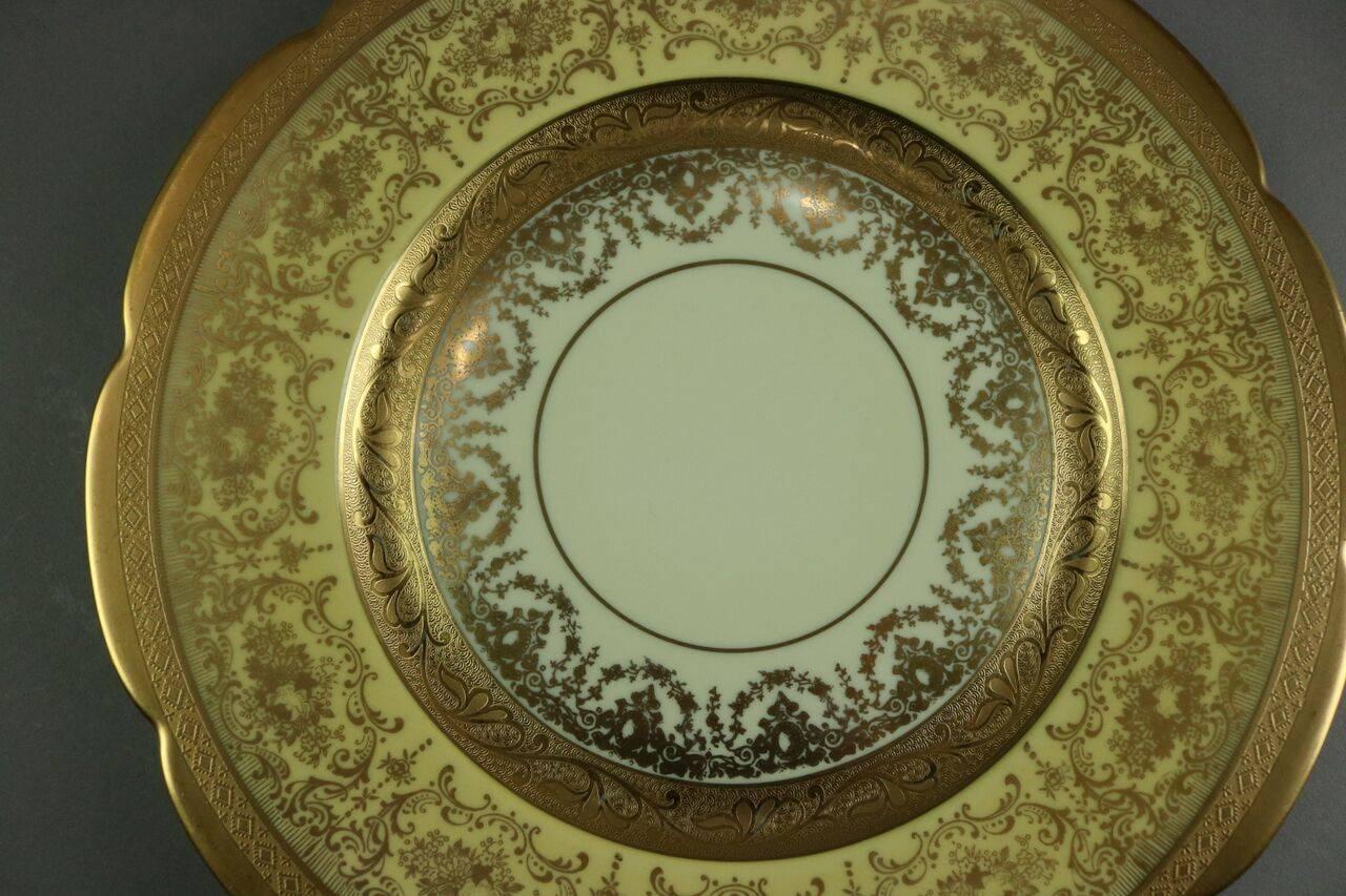 German 12 Heinrich & Co. Selb Bavaria Gold Gilt Edgerton Pickard Plates, 19th Century