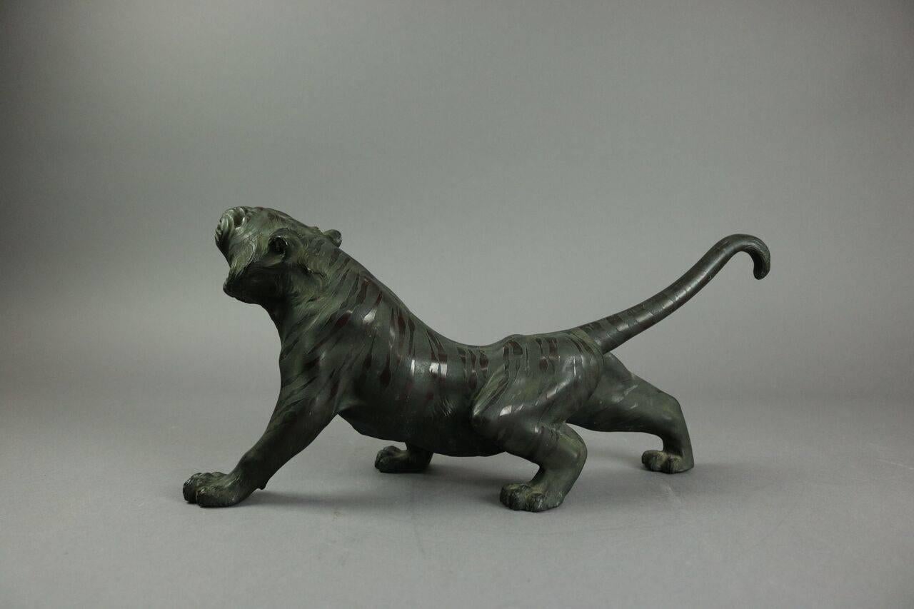 19th Century, Japanese Meiji Bronze Model of a Tiger with Glass Eyes 2