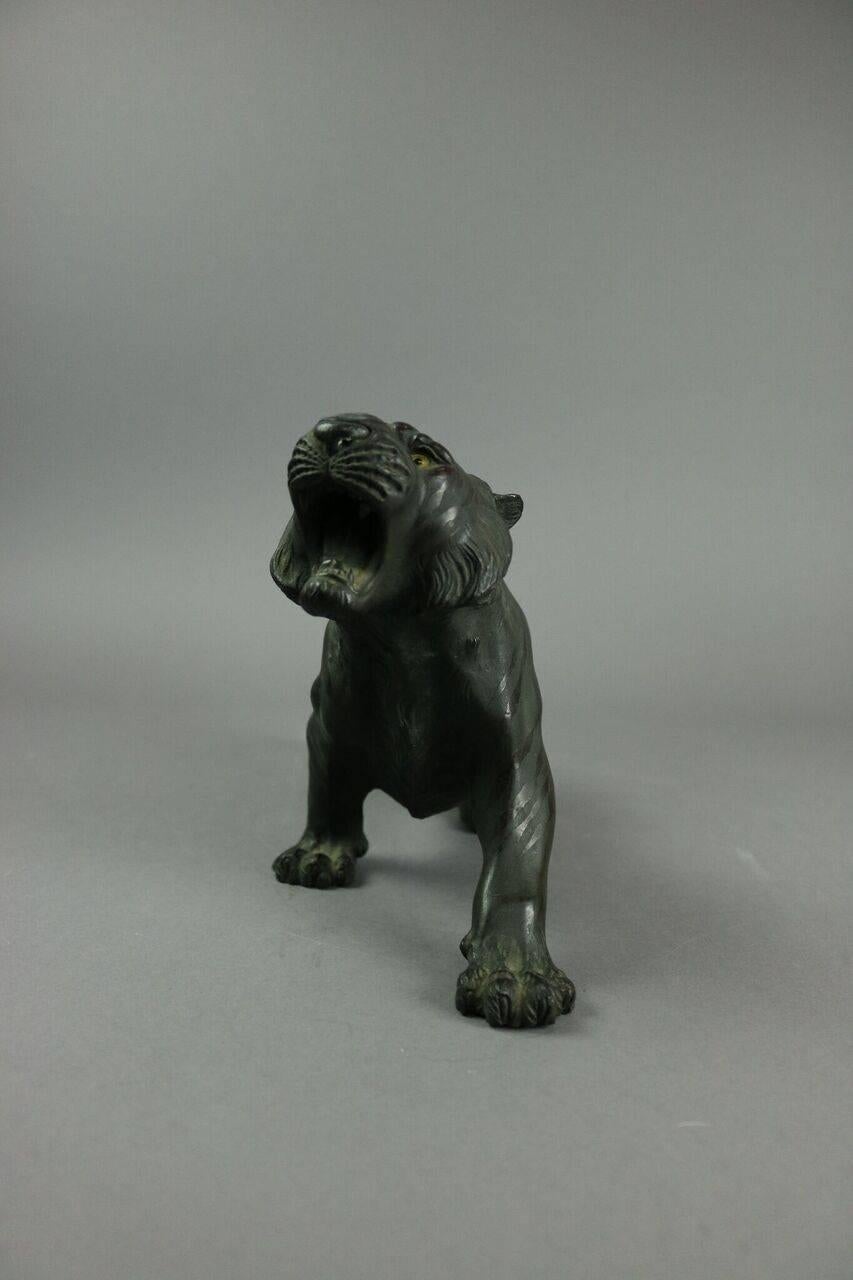 19th Century, Japanese Meiji Bronze Model of a Tiger with Glass Eyes 3