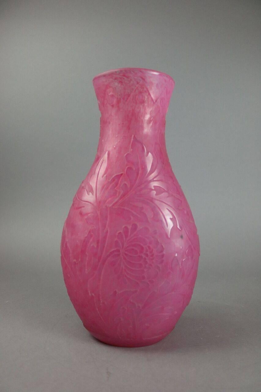 Rare Steuben Acid Cut Art Glass Vase Mum Pattern Signed Frederick Carter 4
