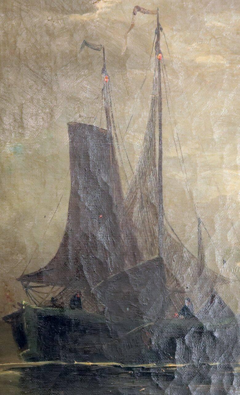 Dutch Antique Oil on Canvas Maritime Painting, Jan Frederik Van Deventer, circa 1870