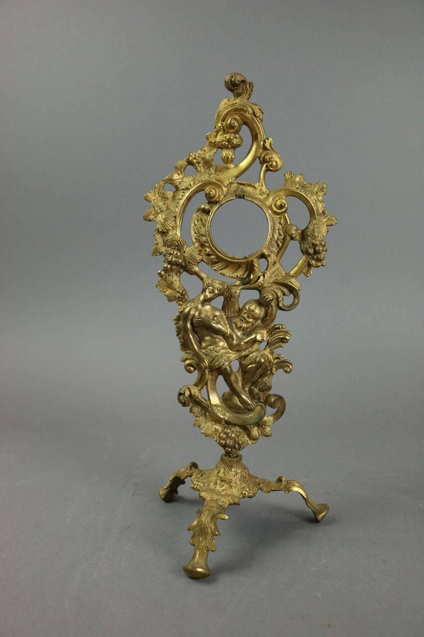 Antique French Rococo Gilt Bronze Figural Watch Display Frame, circa 1880 In Good Condition In Big Flats, NY
