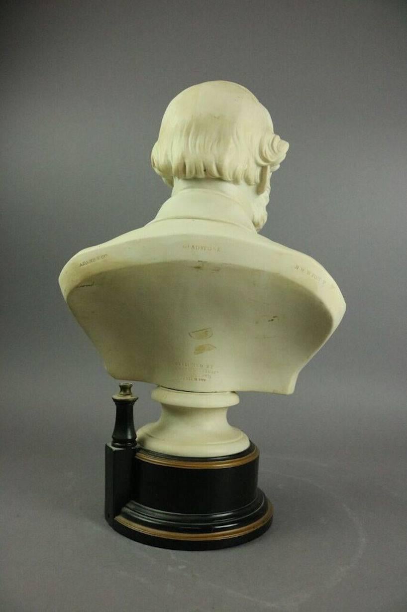 Porcelain Antique Adams & Co. Parian Bust of Wm. Gladstone after E.W. Wyon, circa 1880