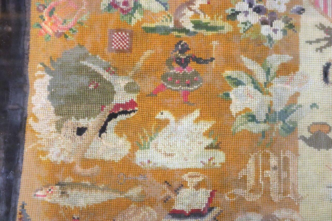 Antique Folk Art Needlepoint with Americana Patriotic Theme, Dated 1881 In Good Condition In Big Flats, NY