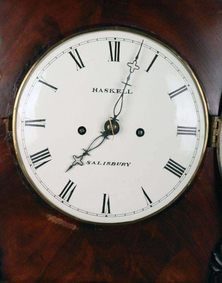 Antique English Georgian Mahogany Bracket Clock with Bronze Mounts by Haskell In Good Condition In Big Flats, NY