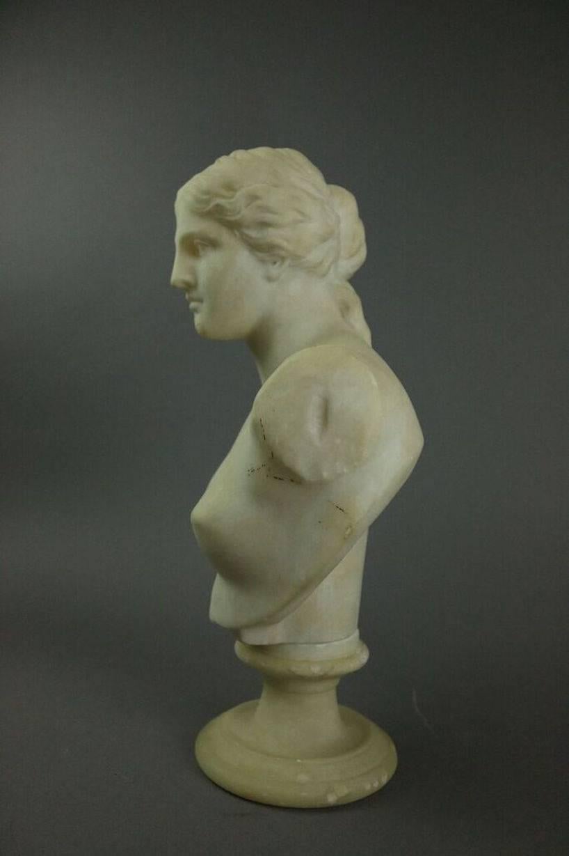 Classical Greek Antique Italian Classical Carved Alabaster Bust Venus De Milo, circa 1880