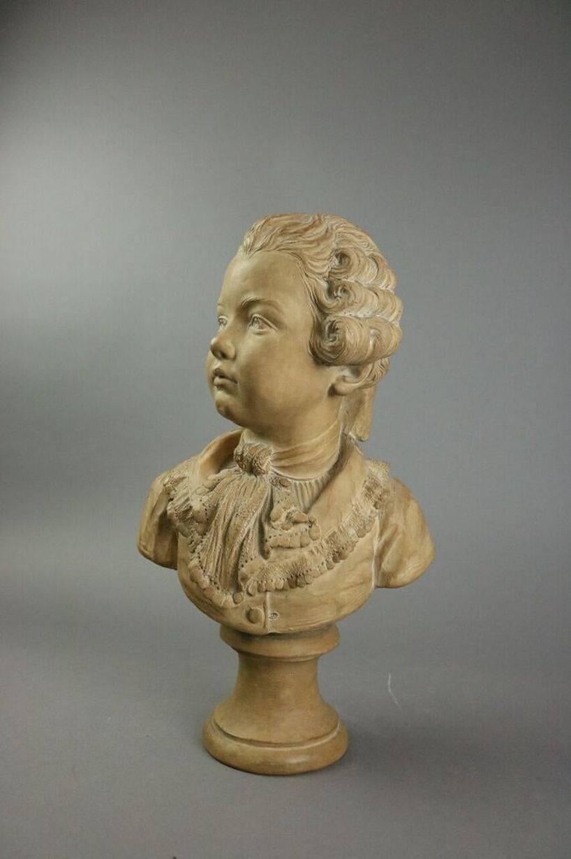 French Louis XIV Style Terra Cotta Bust of Boy, Louis Joseph Xavier François