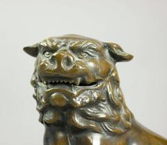 Oversized Vintage Chinese Cast Bronze Guardian Lion Foo Dog, 20th Century