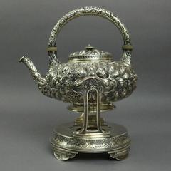 Rare Seven-Piece Antique Gorham Repousse Sterling Silver Coffee and Tea Service