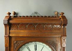 Antique German Seth Thomas Type Walnut Regulator Calendar Wall Clock, c1880
