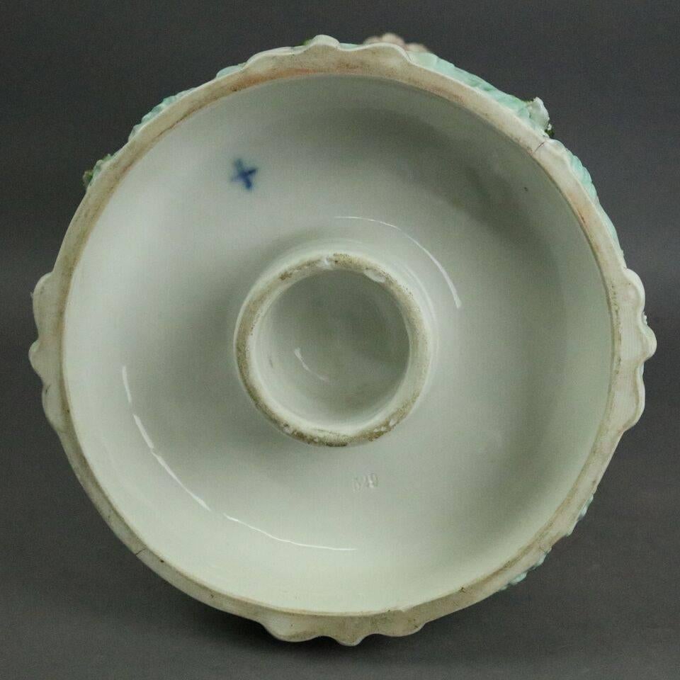German Figural Meissen Schierholz Porcelain Compote with Cherubs and Flowers 3