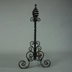 Antique Pair of Arts & Crafts Roycroft School Wrought Iron Andirons, circa 1910