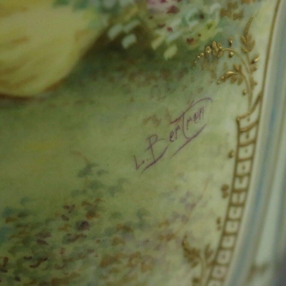 Lg Antique French Sevres Hand-Painted Porcelain and Bronze Urn Signed L. Bertren In Good Condition In Big Flats, NY