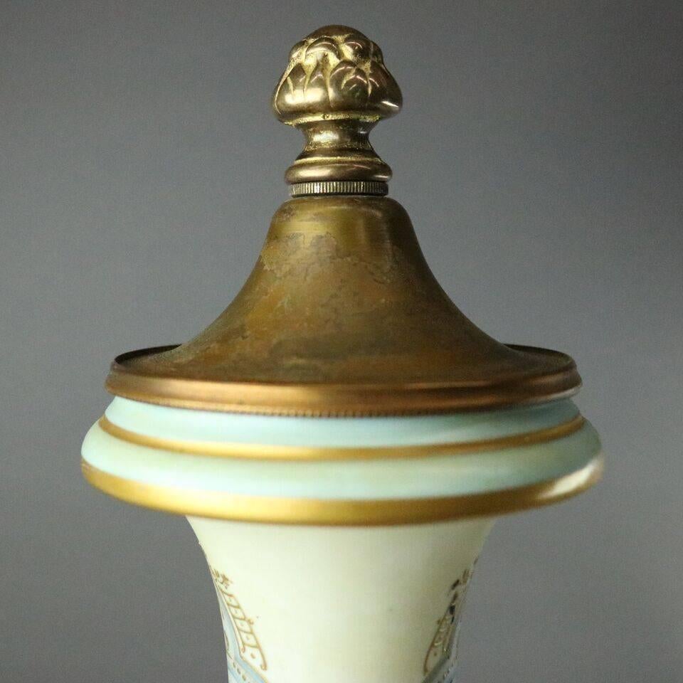 Lg Antique French Sevres Hand-Painted Porcelain and Bronze Urn Signed L. Bertren 3