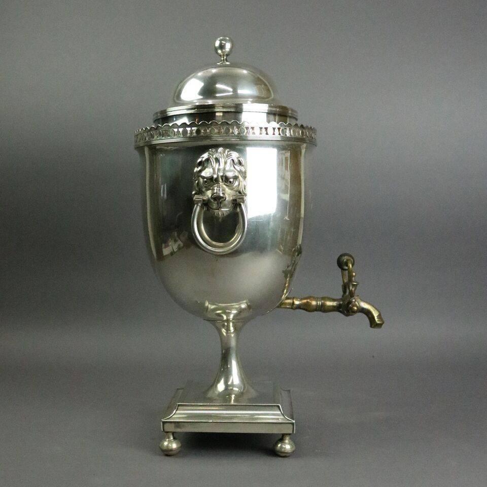 Antique English Regency Silver Plate Sheffield Lidded Samover Early 19th Century In Good Condition In Big Flats, NY