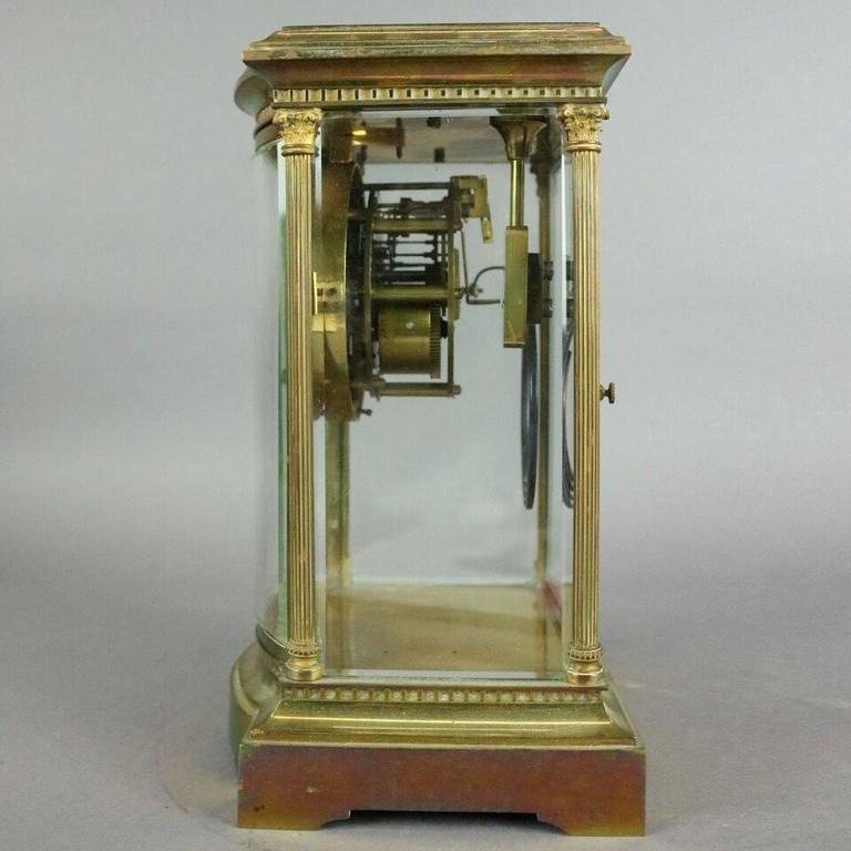 Antique French Samuel Marti Et Cie Crystal Regulator Mantel Clock, dtd 1889 at 1stDibs