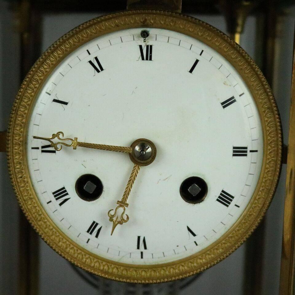 19th Century Antique French Samuel Marti Et Cie Crystal Regulator Mantel Clock, dtd 1889