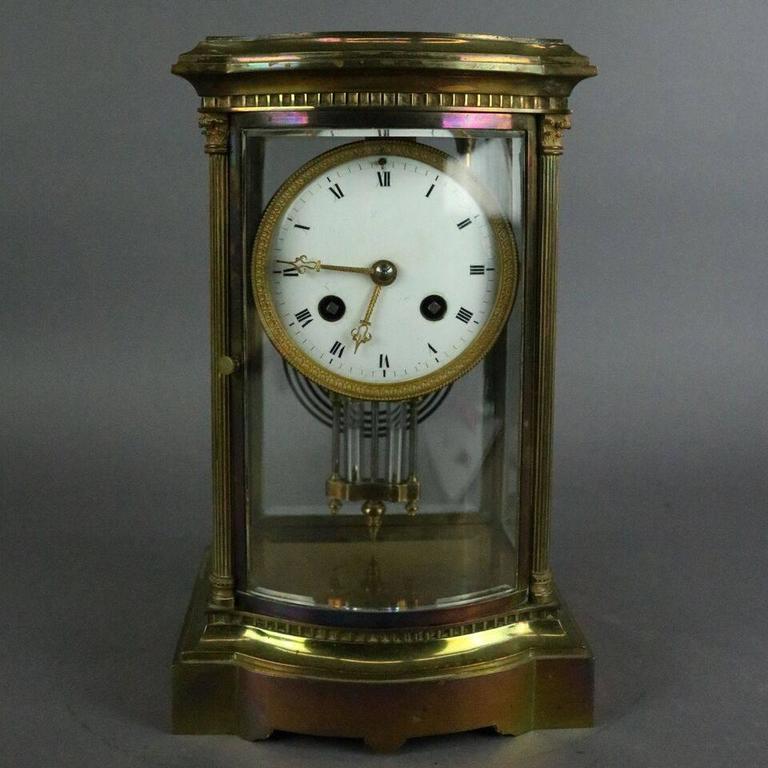 Antique French Samuel Marti Et Cie Crystal Regulator Mantel Clock, dtd